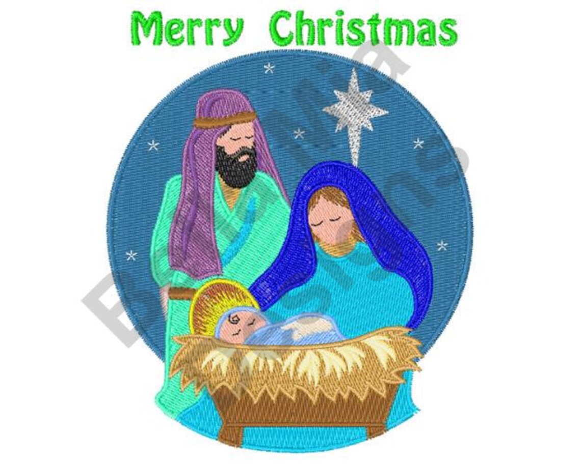 Nativity Scene Machine Embroidery Design Merry Christmas Etsy