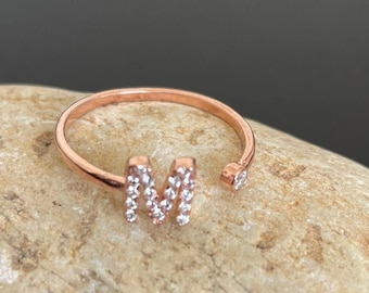 Handmade 18K Gold Plated Initial Ring, Personalized Letter Stacking Ring