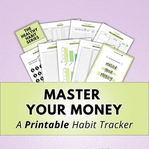 PDF Budget Planner Printable ~ Habit Tracker, Budget Template, Budget Tracker, Money Savings Challenge, Growth Mindset, ADHD, Goals, Journal