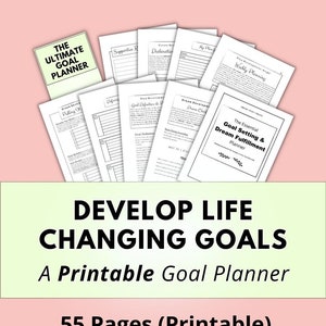 PDF Goal Planner Printable ~ Goals, Goal Setting, Goal Tracker, Life Planner, Life Coach, Growth Mindset, Journal Prompts, Self Care, Career