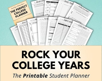 PDF College Planner Printable ~ Student Planner, Academic Calendar, Daily Planner, Weekly Planner, Monthly Planner, Classes, Advisor, Goals