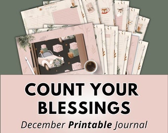 Printable Mindfulness Journal for December ~ Gratitude, Self Care, Wellness and Mental Health Practice ~ Calm Christmas ~ Monthly Calendar