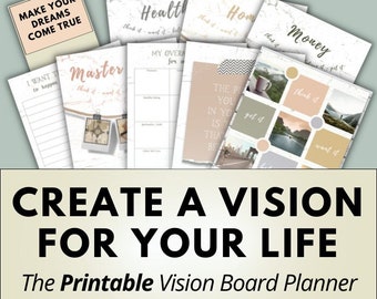 Printable Vision Board Planner ~ Includes 1100+ images & printable stickers to create the vision you'd like to see for your life
