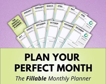 Fillable Monthly Planner ~ Fillable Calendar ~ Fillable PDF ~ Monthly Planner Pages ~ Monthly Goals ~ Monthly Priorities ~ Organization