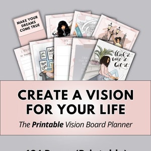 PDF Printable Vision Board ~ Vision Board Template, Vision Board Kit, New Year Resolution, Manifestation, How to Manifest, Law of Attraction