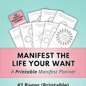 PDF Manifestation Planner Printable Manifest Journal How to Manifest Law of Attraction Goals Goal Setting Vision Board Prompts image 1