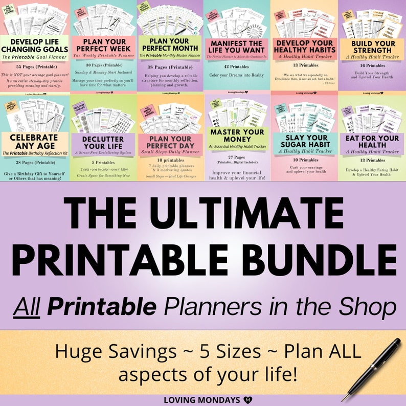 Lifetime Printable Planner Bundle  Get ALL printable products image 1