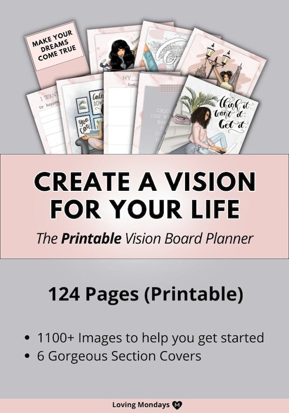 2024 Vision Board Manifest Happiness Printable PDF Mood Board for Women  Inspiring Quotes Positive Affirmations Abundance Law of Attraction 