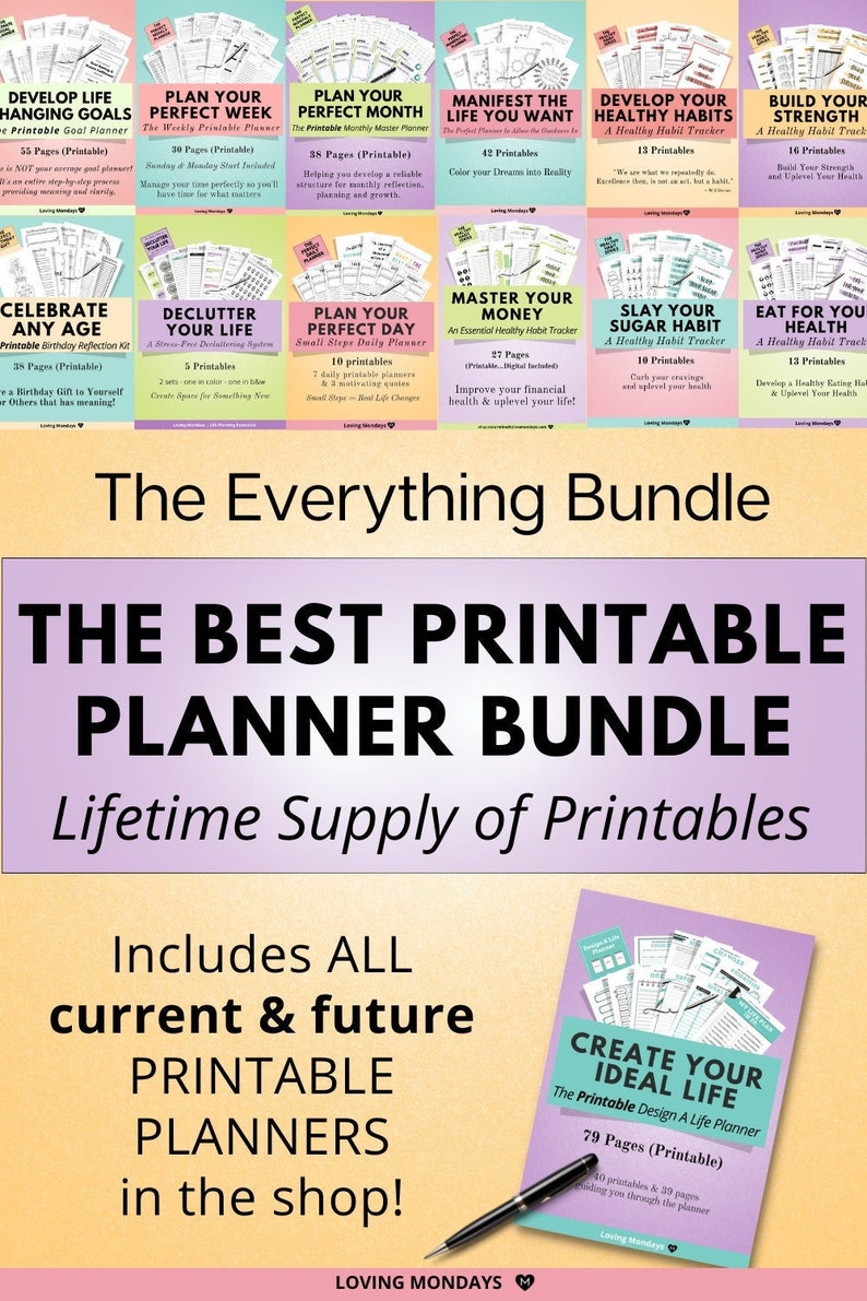 Printable Planner Lifetime Bundle ~ Get ALL current & future PRINTABLE planners in the shop 