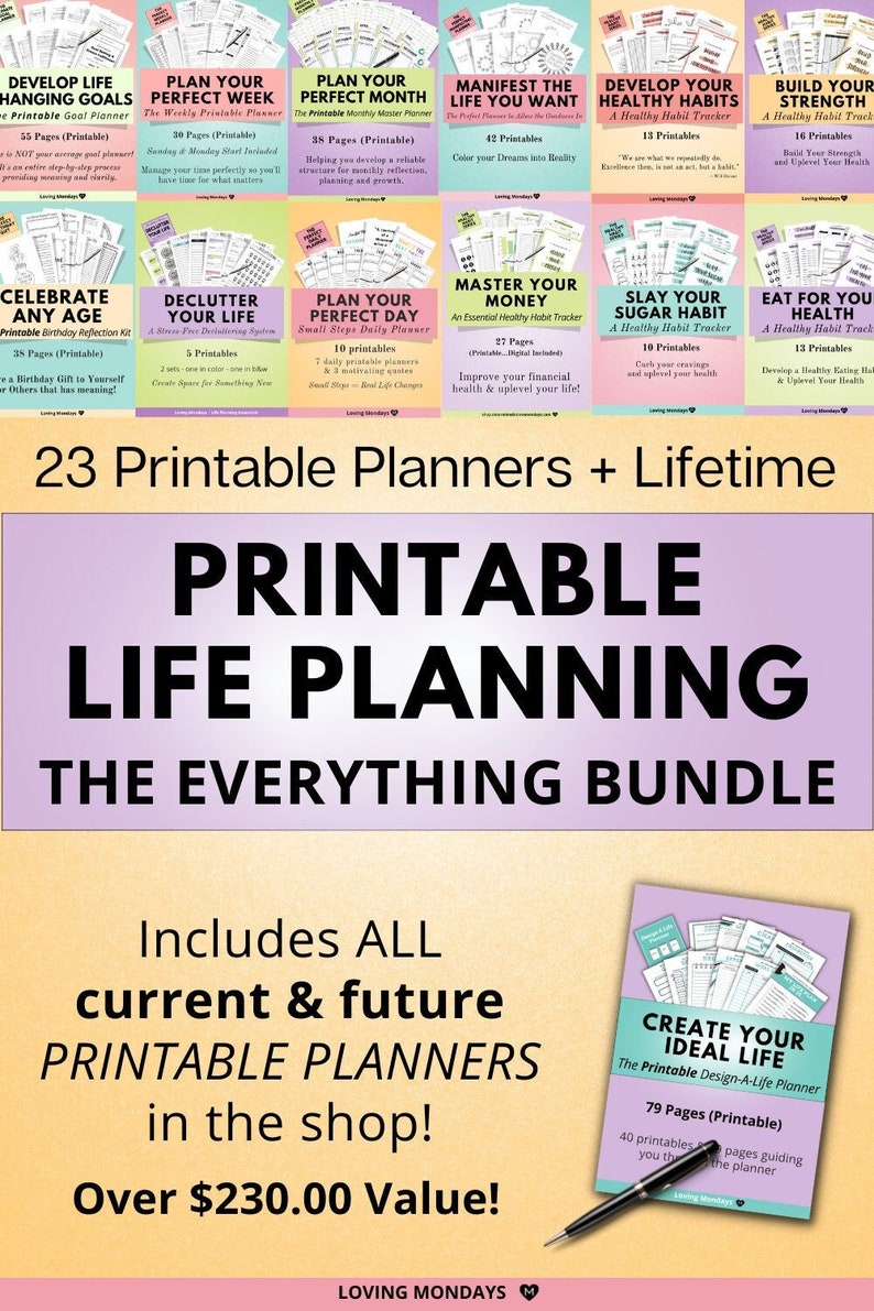 Printable Planner Bundle ~~~ Get ALL current & future printable planners in the shop ~~~ Currently 23 planners ~ Over 230.00 Value 