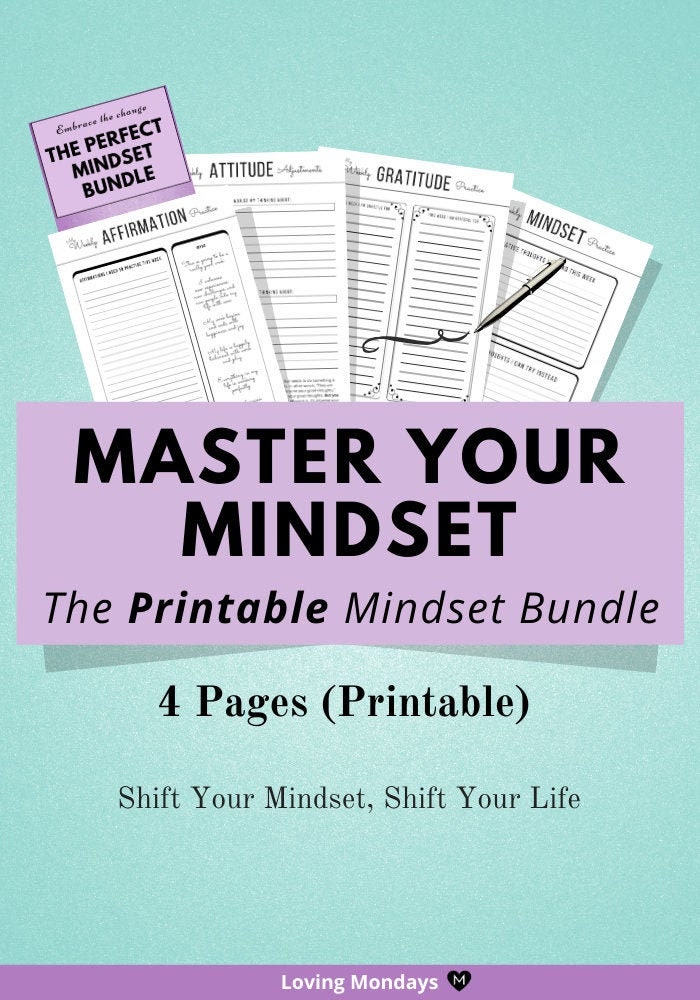 Positive Mindset Printable Bundle Gratitude Journal Self | Etsy