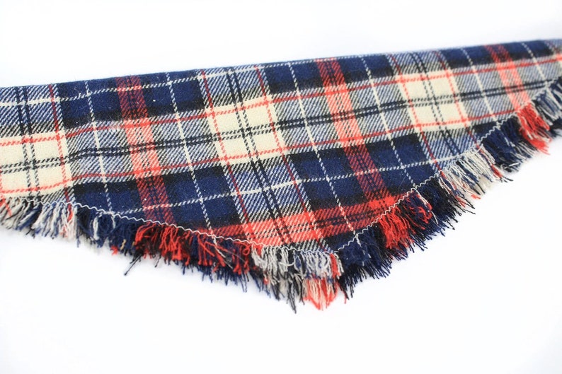 Fall Dog Scarf Fringe Puppy Bandana Tartan Plaid Pet Neckerchief VISTA: Winter Blue Dog Bandana Tie On Cat Scarf