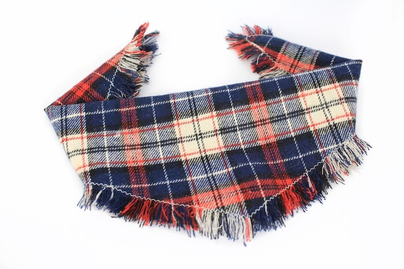 Fall Dog Scarf Fringe Puppy Bandana Tartan Plaid Pet Neckerchief VISTA: Winter Blue Dog Bandana Tie On Cat Scarf