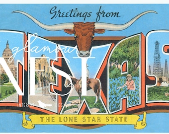 Vintage Texas Postcard ~ Digital Download