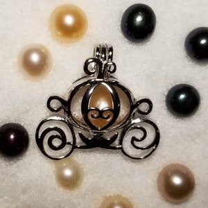 NEW sterling silver carriage pearl cage, pendant, locket, necklace. (Oyster and chain included)