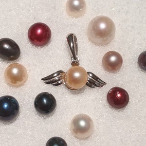 New 925 sterling silver Angel wings pearl pendant necklace