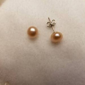 925 sterling silver pearl stud earrings image 1