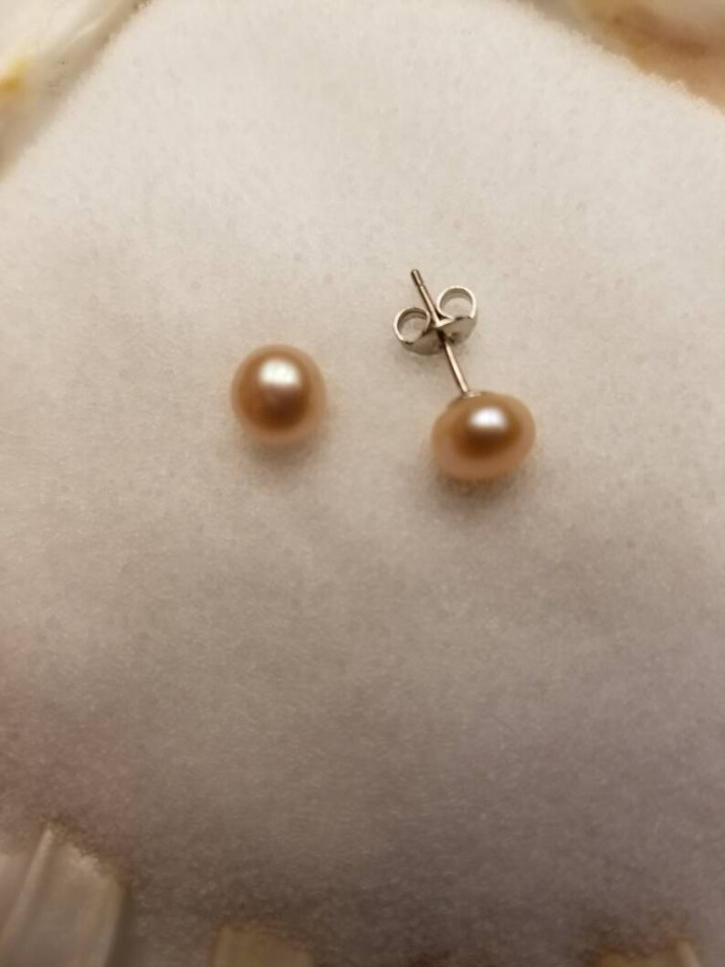 925 sterling silver pearl stud earrings image 1