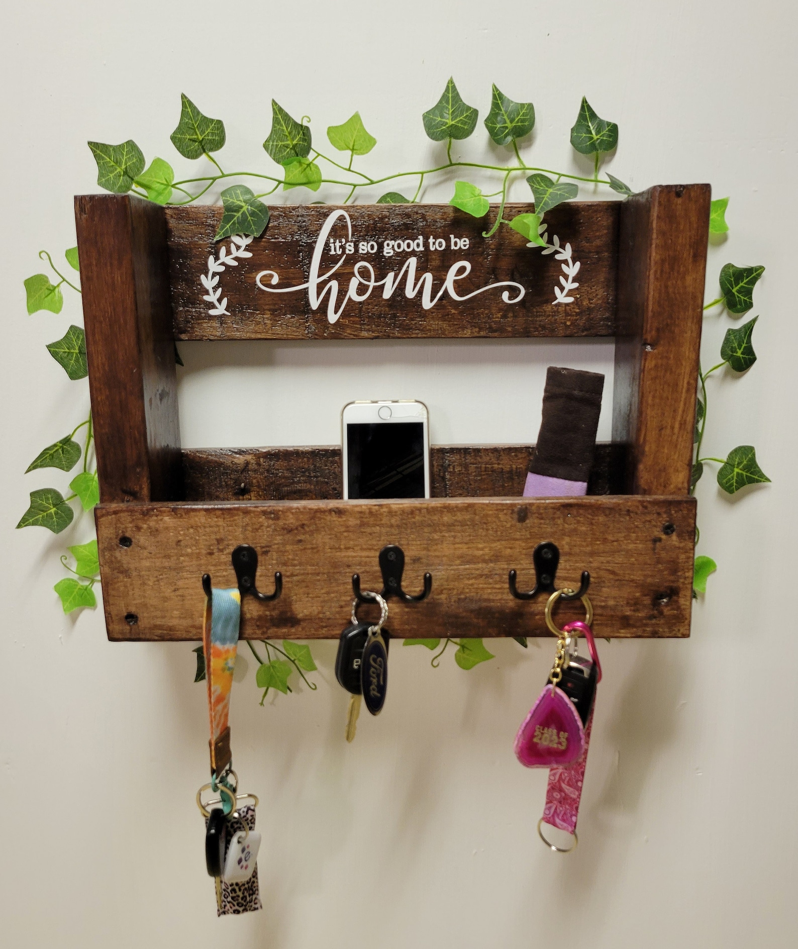 Pallet Key Rack With Shelf It's Good to Be Home Housewarming Gift Key