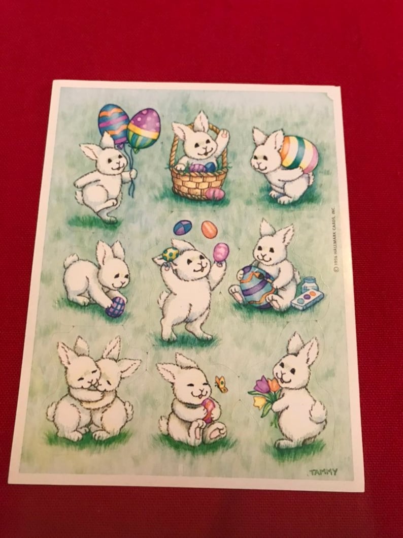 Vintage HALLMARK 1996 Easter Bunny Stickers