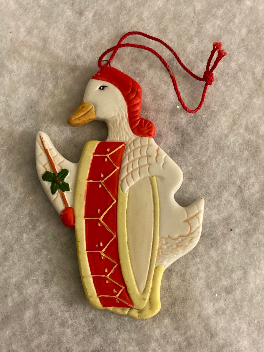 Vintage 1984 Porcelain Christmas Goose Ornament by Schmid Gordon Fraser
