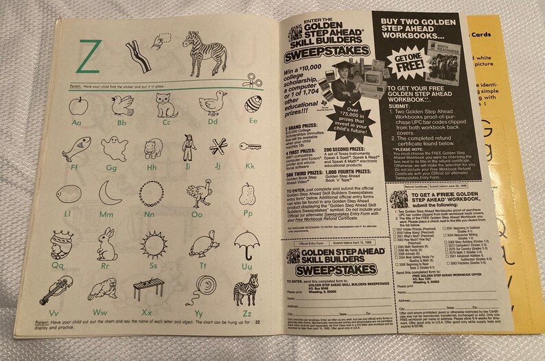 Vintage 1984 Golden Step Ahead Preschool Workbook ABC Etsy