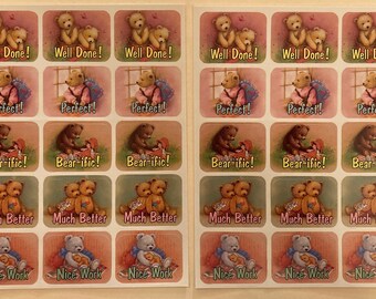 Vintage Eureka The Paper Magic Group TEDDY BEARS Success Stickers