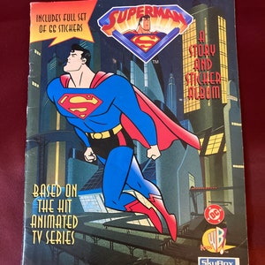 Vintage 1996 DC Superman Fleer/Skybox Sticker Book - Complete with Full Set of Stickers!