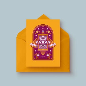 Tarot-Serie: Tod, 10 x 15 cm, zweifarbiger Siebdruck, faltbare Blanko-Grußkarte mit Umschlag