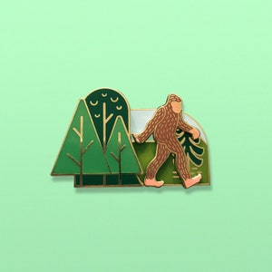 Épinglette coulissante en émail Sasquatch