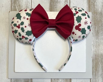 Holly Berry Mickey Ears . Holly Berry Minnie Ears . Christmas Mickey Ears . Christmas Minnie Ears . MVMCP Ears