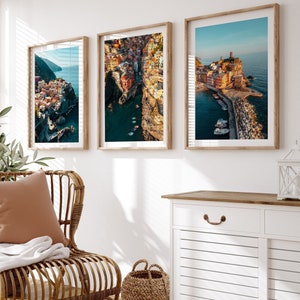 Cinque Terre Italy Print Set: Coastal Manarola, Riomaggiore, Vernazza