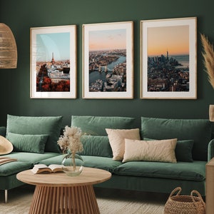 Paris, London, New York Photography Prints - City Sunset Set of 3