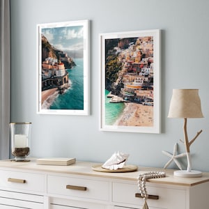 Amalfi Coast Prints Set of 2 | Positano Beach Print | Atrani Amalfi Coast Poster | Italy Wall Art Prints