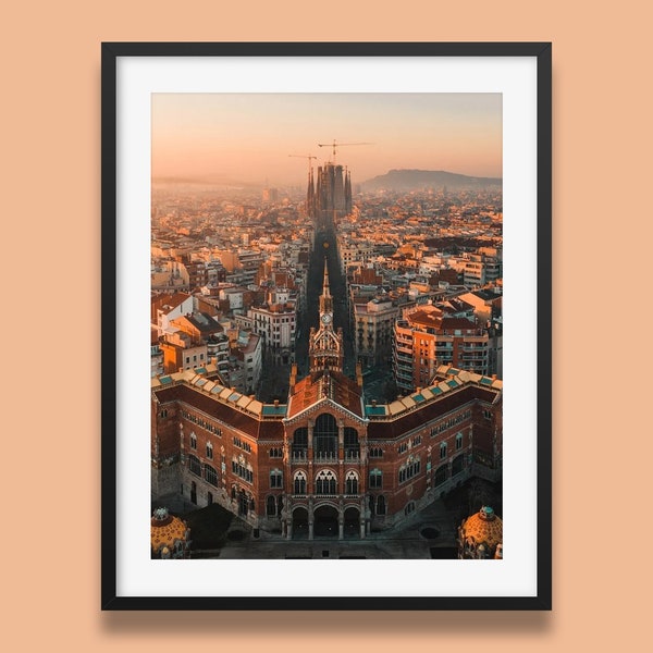 Barcelona Print | Hospital de Sant Pau Barcelona, Sagrada Família Wall Art Print, famous and iconic architecture photo print from Spain