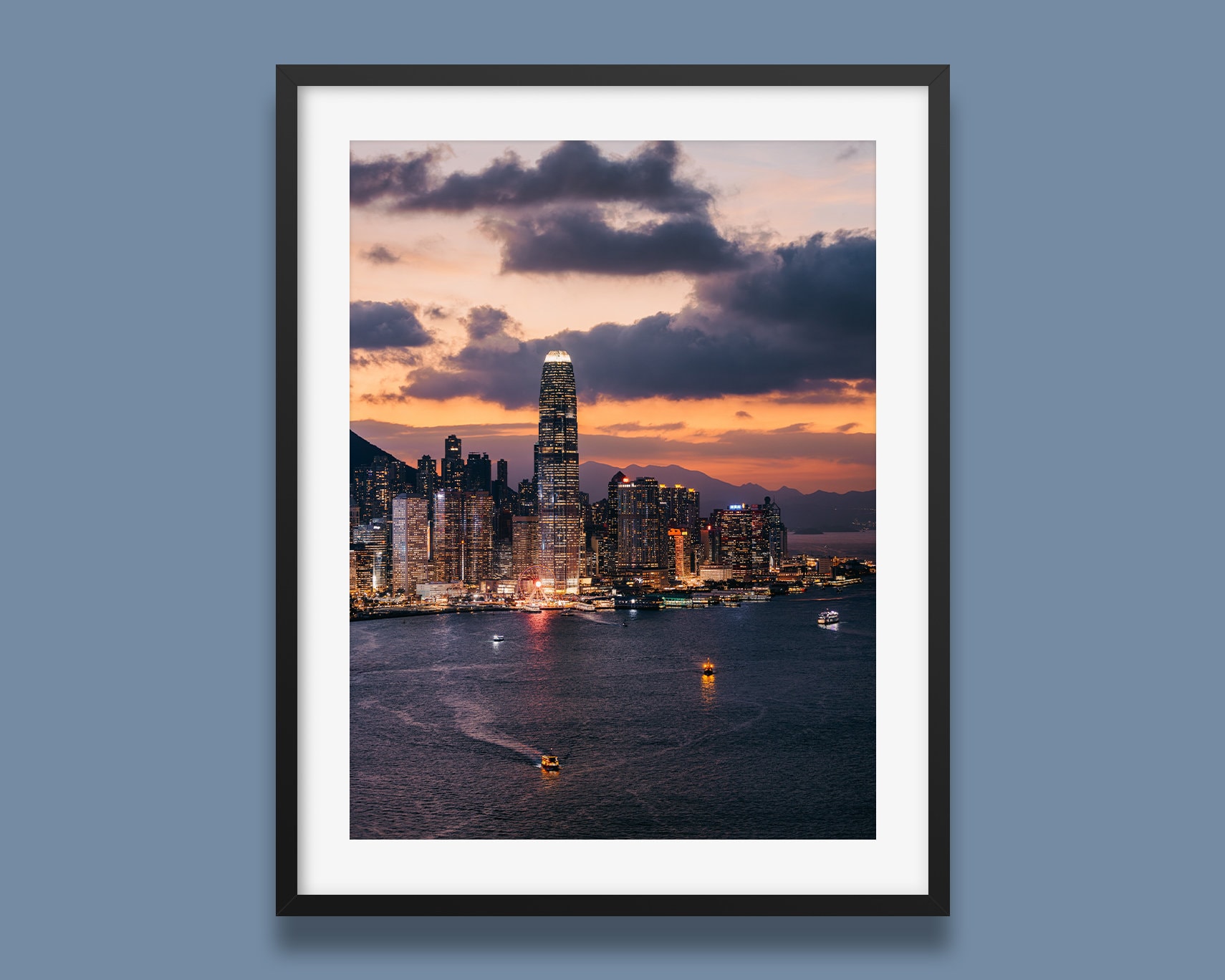 Hong Kong Central Sunset Print II, Hong Kong Island Poster, HK City Skyline Landscape photo wall art print, Original Photo by Peter Yan