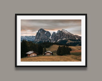 Impresión fotográfica de los Dolomitas - Paisaje montañoso de Alpe di Siusi