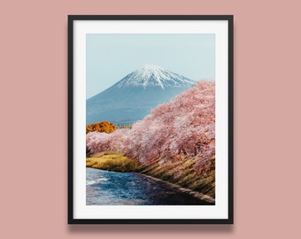 Mt Fuji Sakura Original Art Print, Japan Cherry Blossom print, Japan nature photo by Peter Yan, Fuji Mountain wall art