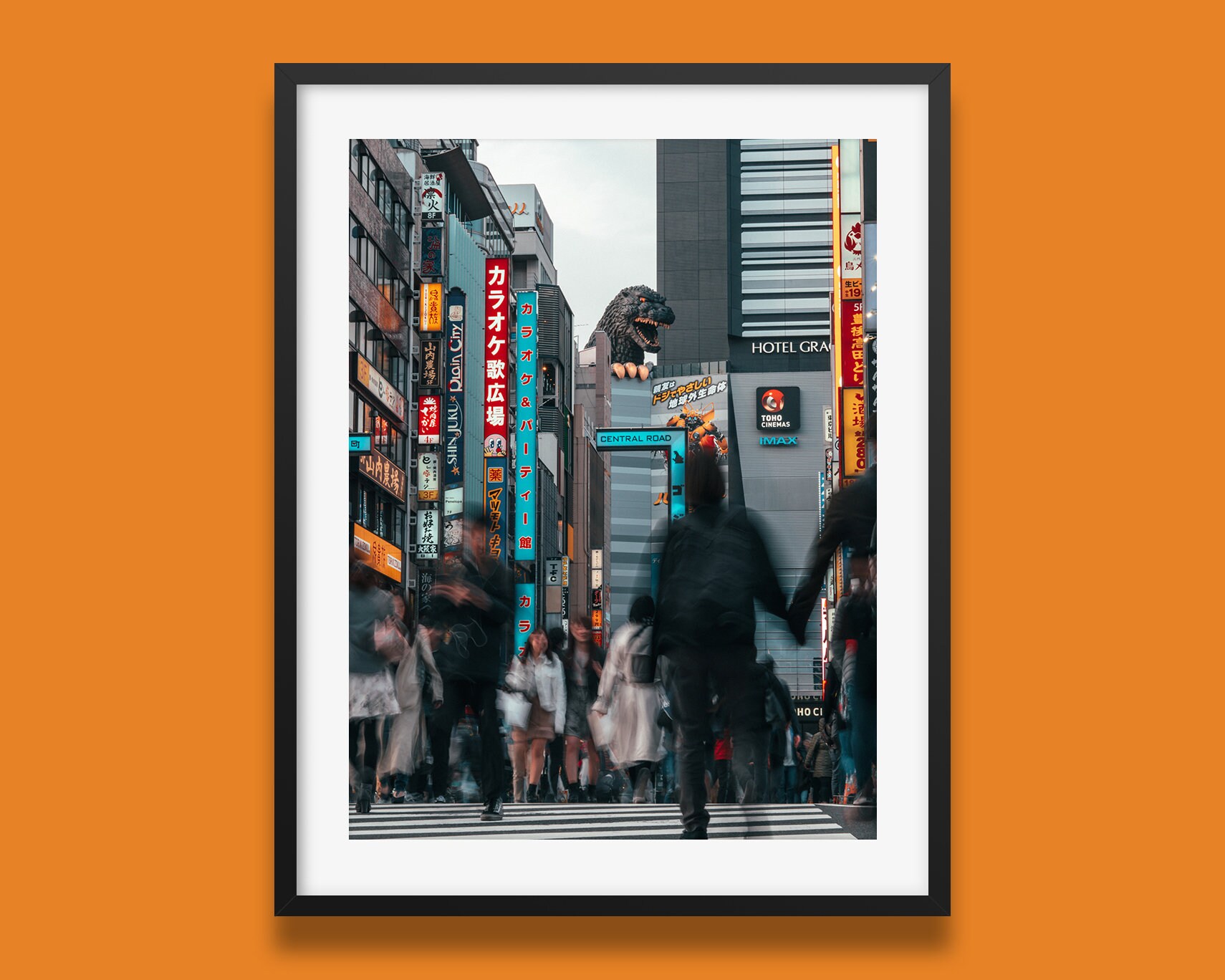 Japan Print Tokyo Shinjuku Print Godzilla Head In Tokyo Wall Art 