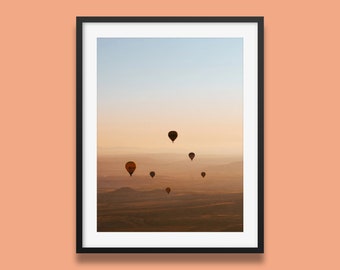 Turkey Print | Six Hot Air balloons In Cappadocia photo print, Turkey landscape sunrise Wall Art, hot air balloons poster from Turkey