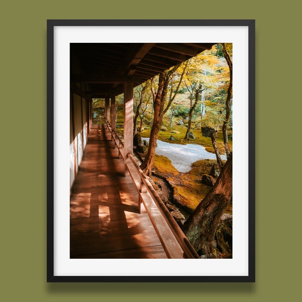 Japanese Garden Print | Japanese Backyard Print | Old Garden Trees Wall Art | Old House in Japan Poster