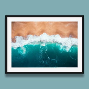 Impresión de playa / Ola oceánica, impresión artística de playa naranja, obra de arte de la costa australiana, hermoso póster del océano de Great Ocean Road, Victoria, Australia