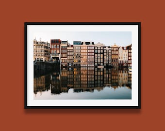 Casas de los canales de Ámsterdam (Impresión) – La hora dorada de la arquitectura holandesa