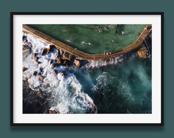Ocean Print | Bronte Beach Ocean Rock Pool v2, Sydney Australia photo wall art print, home decor, 12x16, 16x20, 18x24, 24x36 inches