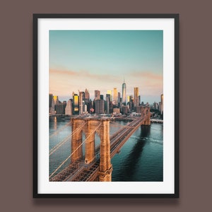 New York Print | Brooklyn Bridge Art Print, New York City Wall Art, Manhattan City skyline photo print for your home decor