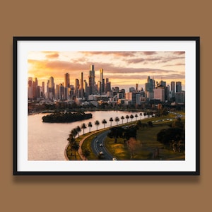 Melbourne Sunset Print: Albert Park Cityscape, Australia