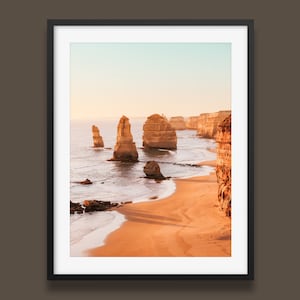 Impresión de arte mural "Los 12 Apóstoles al atardecer" / Arte mural con paisaje australiano, póster de costa, foto de playa oceánica de Melbourne, Australia