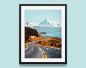 Mt Cook-afdruk: Lake Pukaki, Nieuw-Zeelands berglandschap