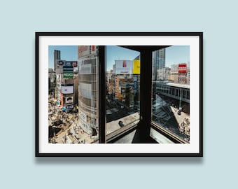 Shibuya Crossing Print | Shibuya Windows Original Art Print, Tokyo street photography print, Japan urban photo by Peter Yan