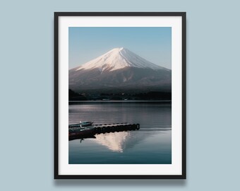 Impression d'art originale reflet du lac du mont Fuji, impression de la jetée du lac, photo de la nature japonaise par Peter Yan